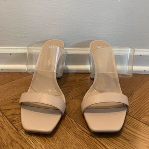 bp Nola Sandal Nude Clear Strap Block Heel Sandals. Size 8.5